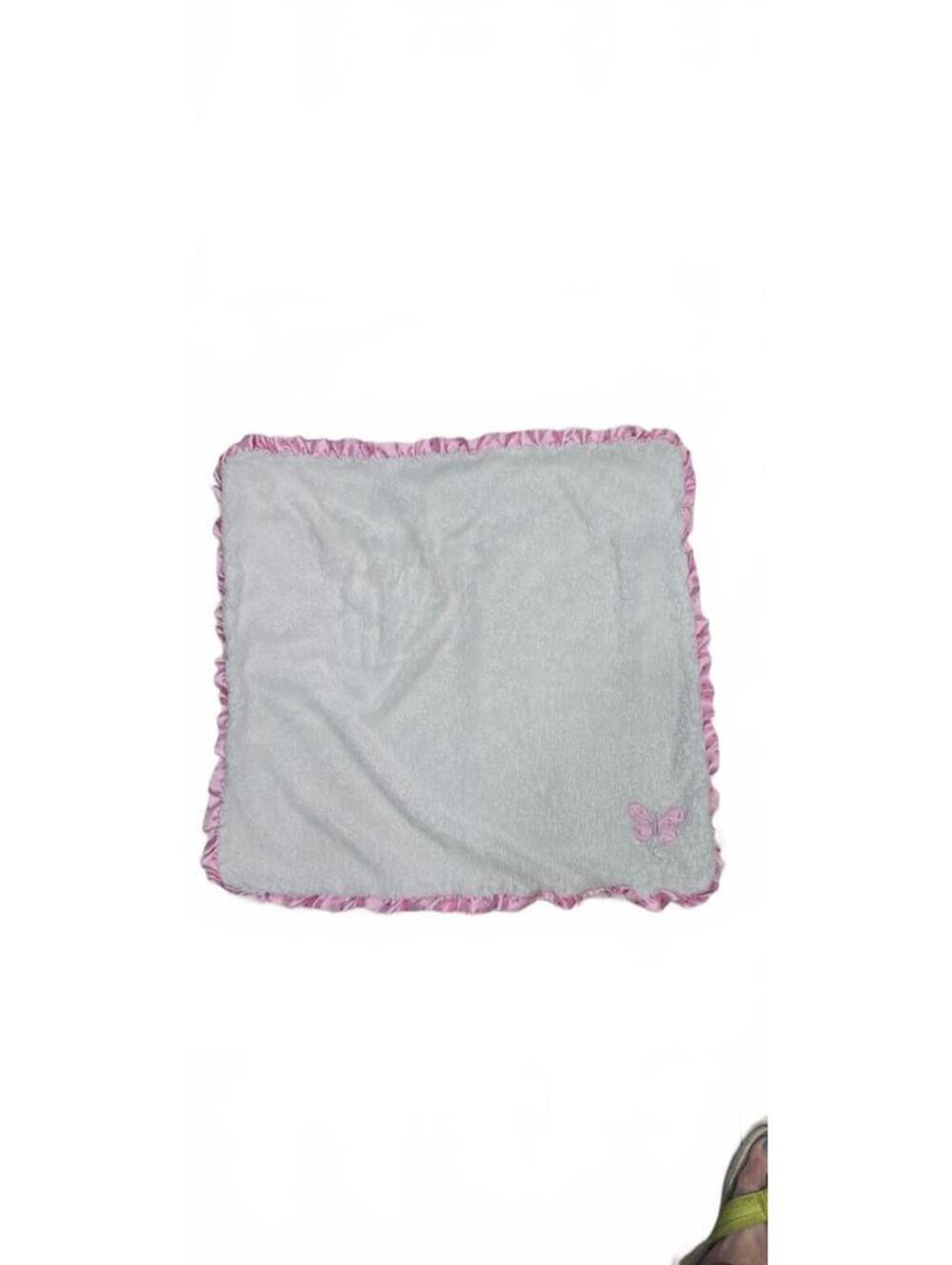 Kyle & Deena Baby Blanket with Pink Butterfly and Satin Trim